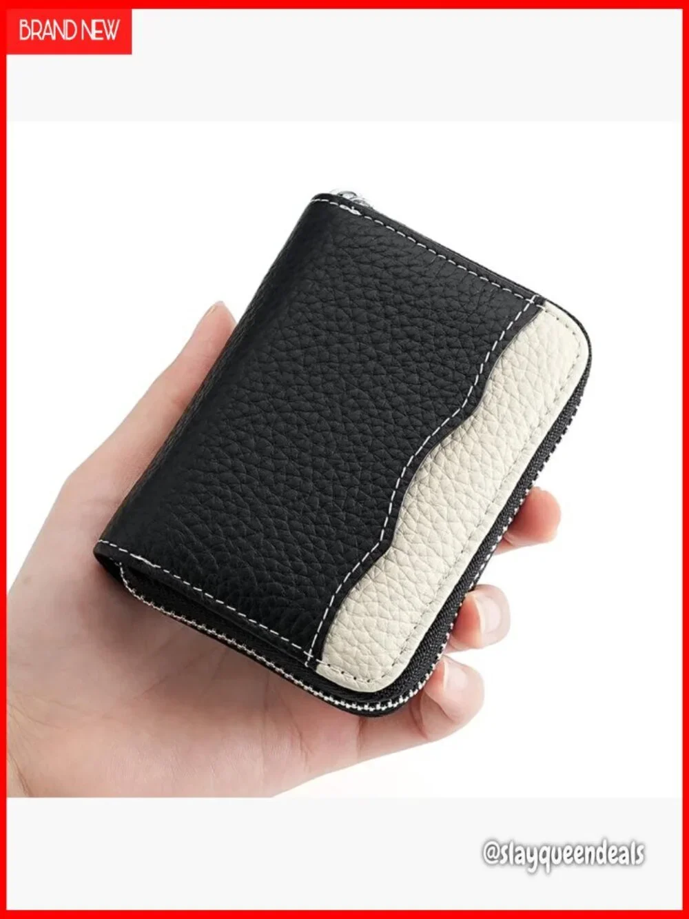 Genuine Leather RFID Blocking Wallet with 20 Card Slots and Zipper